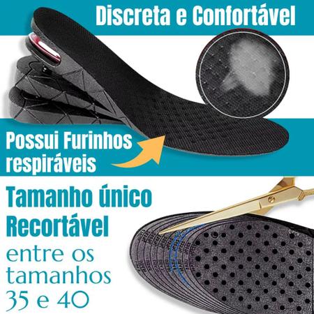 Imagem de Palmilha Elevator Fique Maior Com 3 Camadas Para Ajuste De Altura 9cm, 7cm, 5cm e 3cm