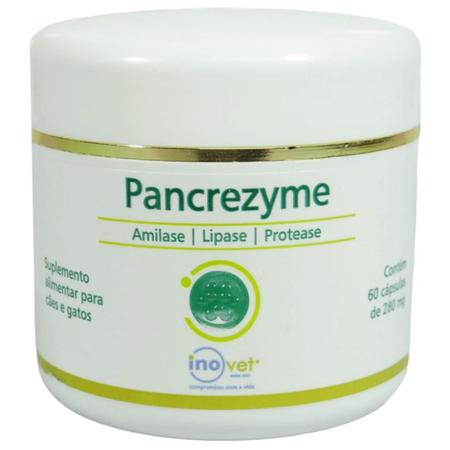 Imagem de Pancrezyme 60 Cápsulas 280Mg Cães E Gatos Inovet Kit Com 5