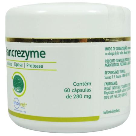 Imagem de Pancrezyme 60 Cápsulas 280Mg Cães E Gatos Inovet Kit Com 5