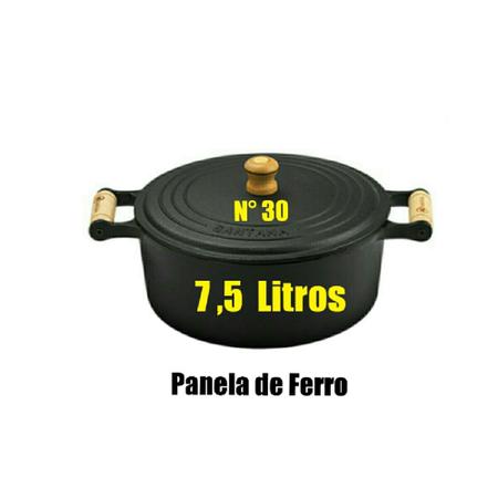Imagem de Panela Caçarola Fogão Santana de Ferro Fundido 7,5 lts - Entrega Rápida - Qualidade Mineira  -