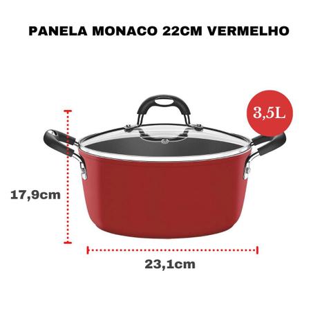 Imagem de Panela Caçarola Vermelha Tramontina Antiaderente 22CM Mônaco+ Wok Arrozeira 28CM