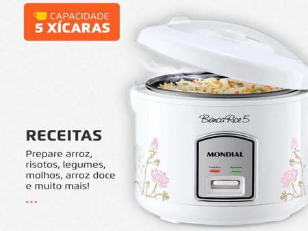 Imagem de Panela de Arroz Elétrica 5 Xícaras Mondial Bianca Rise 5 400W  127V  Branco - NPE-05-5X