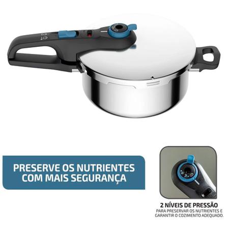 Imagem de Panela De Pressão 22cm Aço Inox Secure Trendy com Indução e Fechamento Externo Rochedo - 4 Litros