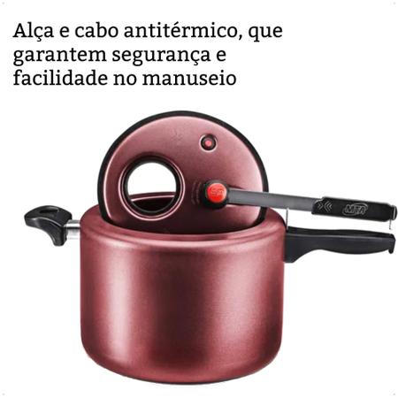 Imagem de Panela De Pressão 4,5L Antiaderente Cereja Com Visor na Tampa MTA - 6023