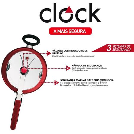 Imagem de Panela de Pressão Clock Original Vermelha 4,5L