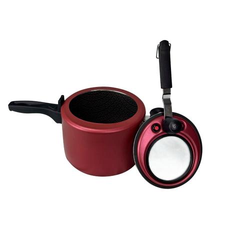 Imagem de Panela de pressao cor cereja com visor de vidro grande superior fechamento interno 4,5l