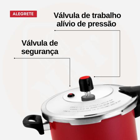 Panela Pressão 4,5L Alumínio Antiaderente Vermelha com Fechamento