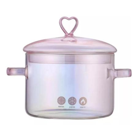 Panela de Vidro Antiaderente Rosa Com Tampa e Alça - D&D Commerce Imagem de Panela de Vidro Antiaderente Rosa Com Tampa e Alça