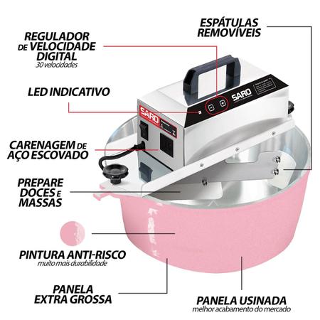 Imagem de Panela Elétrica Automática Misturador de Brigadeiro 10 Litros Bivolt Saro Rosa