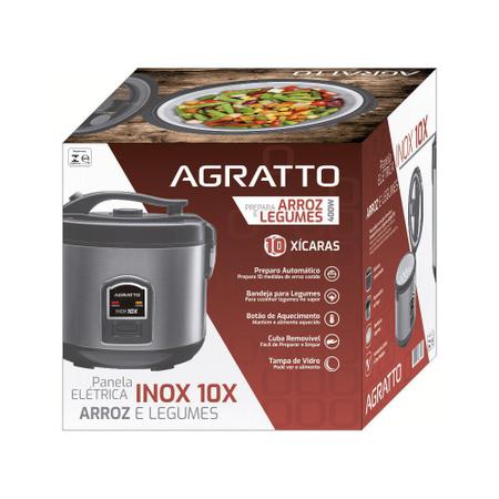 Imagem de Panela Elétrica Para Arroz E Legumes 10 Xícaras Inox Agratto PAI10X-01 127V