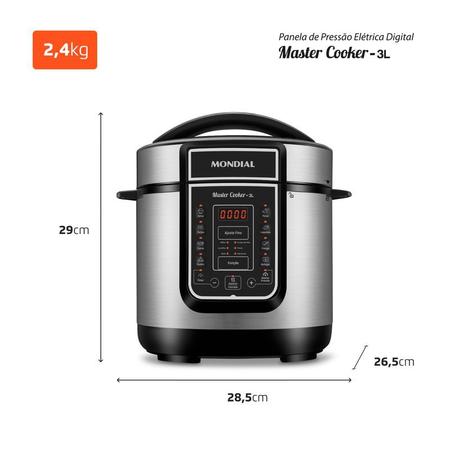 Imagem de Panela Pressão 3L Elétrica Mondial Digital Master Cooker 220V PE-40