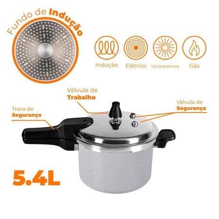 Imagem de Panela Pressão Indução Antiaderente Brinox 5,4L Ceramic Life