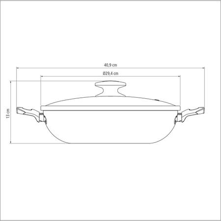 Imagem de Panela Wok Antiaderente Alumínio 28cm Loreto Vermelho - Tramontina