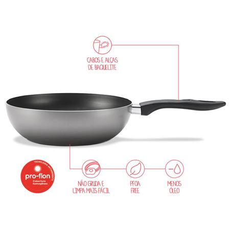 Imagem de Panela Wok Antiaderente Frigideira De Teflon 24 cm Brinox 2,3L