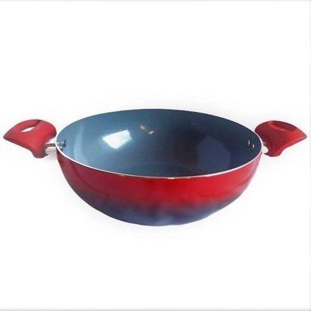 Imagem de Panela Wok Cerâmica Antiaderente Com Tampa  3,2L Degrade Preto Vermelho MundiArt