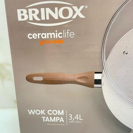 Imagem de Panela Wok Cerâmica Frigideira Vanilla 3,4l 2,5mm Brinox