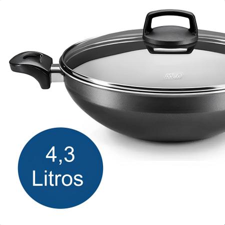 Imagem de Panela Wok Supra 4,3 Litros 28Cm Antiaderente Superflon Ultra com Espátulas em Nylon até 180º e não arranha panelas