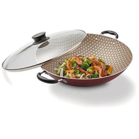 Panela Wok Tramontina Paris Antiaderente 36cm Cereja Imagem de Panela Wok Tramontina Paris Antiaderente 36cm Cereja