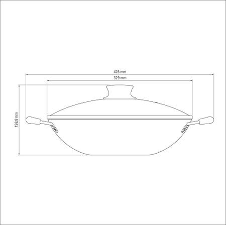 Imagem de Panela Wok Tramontina Paris Antiaderente Tampa de Vidro 32cm 4,4 L com Colher 