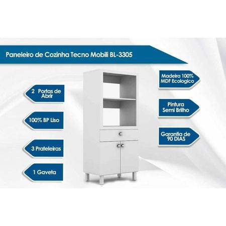 Imagem de Paneleiro de Cozinha  BL-3305 c/ 2 Portas e 1 Gaveta (1 Forno) Branco - Tecno Mobili