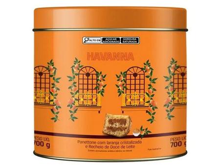 Panetone Havanna Laranja Cristalizada C/ Doce Leite 700g Sabor Laranja  Siciliana Com Doce De Leite