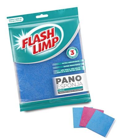 Imagem de Pano Esponja Ultra Absorvente Biodegradável Com 3 Peças Flash Limp 