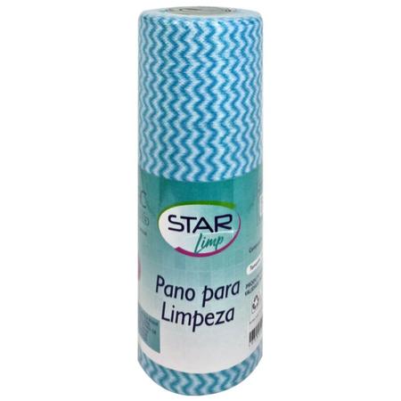 Pano Multiuso 30x24cm Rolo 50 Folhas Azul Star Limp Imagem de Pano Multiuso 30x24cm Rolo 50 Folhas Azul Star Limp