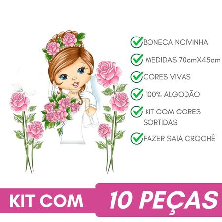 Imagem de Pano Para Fazer Saia Crochê Boneca Artesã Glitter Kit C/10