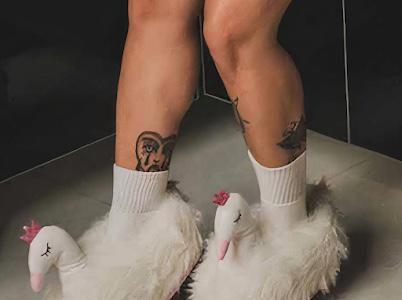 Imagem de Pantufa de Pelúcia Feminina Branca 3d Cisne 39 41 g Peludo Importway