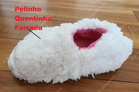 Imagem de Pantufa Sapatilha Menina Coelho Pelinho Antiderrapante