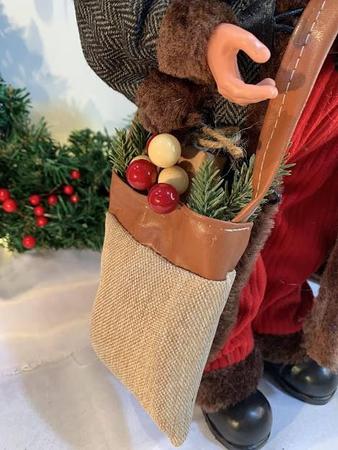 Imagem de Papai Noel Casaco Longo Com Bolsa Cinza Vermelho Natal 45cm