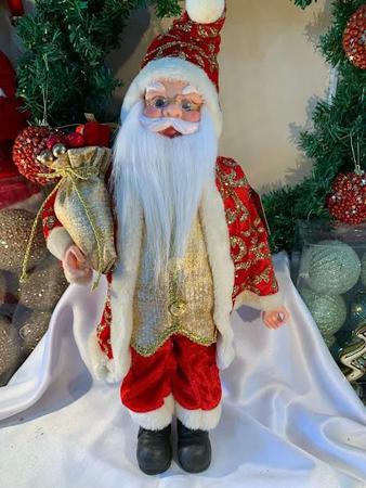 Imagem de Papai Noel Grande Vermelho Gliter Dourado Decoração 50cm