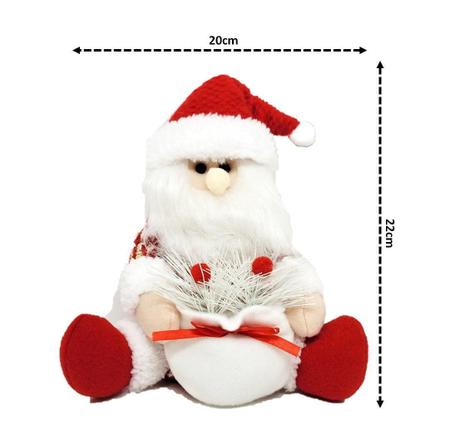 Imagem de Papai Noel Pelúcia Sentado 20cm Vermelho e Branco