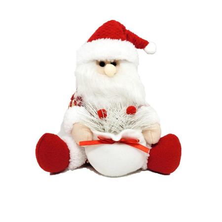 Imagem de Papai Noel Pelúcia Sentado 20cm Vermelho e Branco