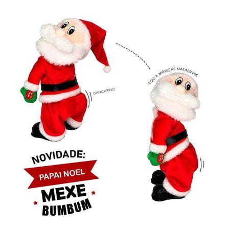 Imagem de Papai Noel Que Dança E Mexe O Bumbum Toca Música Enfeite