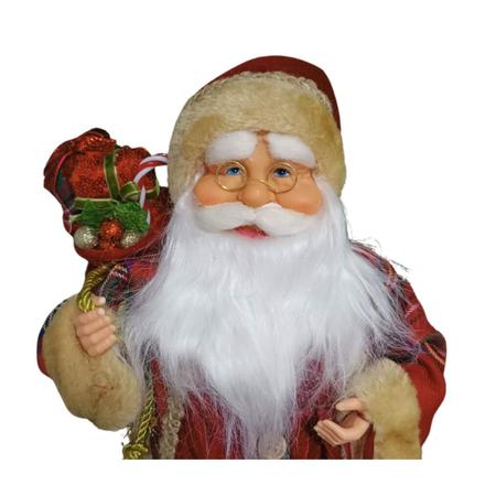 Imagem de Papai Noel Sentado Vermelho Com Verde 45Cm Florarte