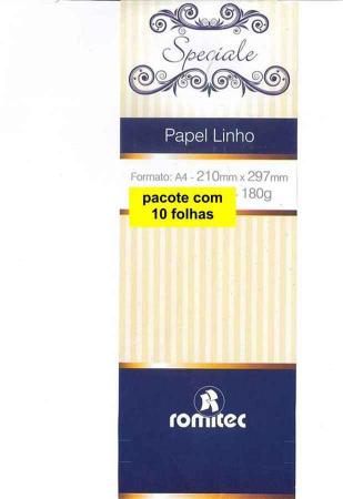 Imagem de Papel 180 Gramas Linho Branco 3000 Pacote Com 10 Folhas Romitec