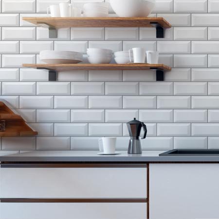 Imagem de Papel Adesivo Envelopamento Cozinha Banheiro Azulejo Lavável Metrô White Branco Imita Cerâmica