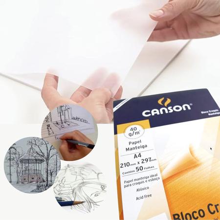 Imagem de Papel Canson Bloco Croquis A4 Papel Manteiga 50 Folhas