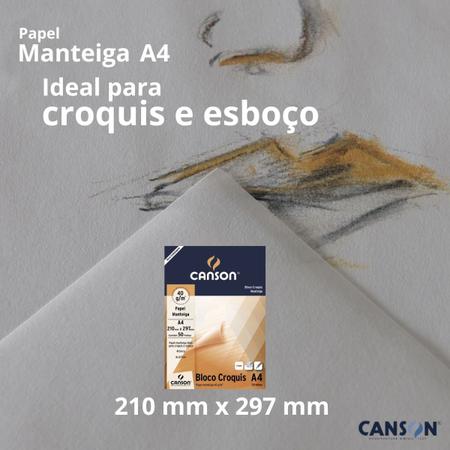 Imagem de Papel Canson Bloco Croquis A4 Papel Manteiga 50 Folhas