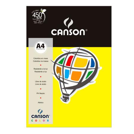 Imagem de Papel Canson Color Amarelo Canário 180g/m² A4 210 X 297 Mm com 10 Folhas - 66661188