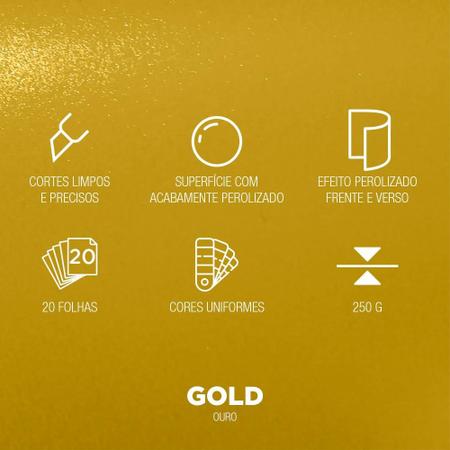 Imagem de Papel Color Pop Luminous Ouro Mimo - 30,5 x 30,5 cm - 250 gr - 20 unds