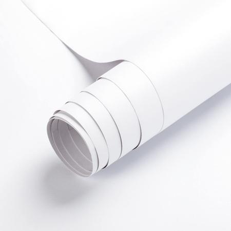 Imagem de Papel Contact Branco Opaco Fosco Adesivo 10 metros x 45cm para envelopar móveis, portas, janelas, notebook etc. 10m