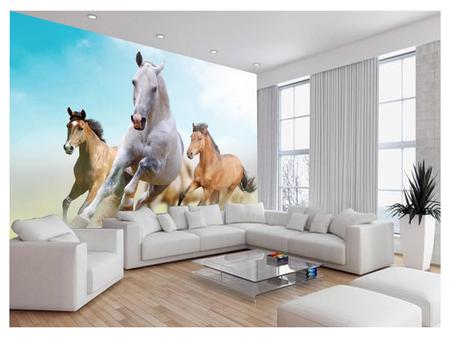 Papel De Parede Paisagem Animais Cavalo Pulando Céu M² Anm84