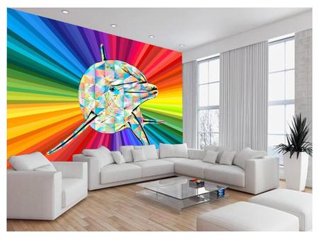 Imagem de Papel De Parede 3D Animais Pop Art Golfinho Cor 3,5M Pxa286