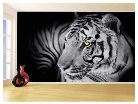  Papel pintado de vinilo de tigre 3D para sala de estar