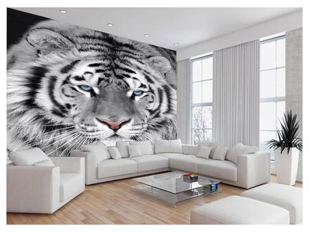 Papel de parede 3D personalizado com animais de tigre preto e branco para  sala de estar, sofá, TV, pano de fundo, sala de entrada, 430300 cm