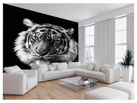 Papel de parede personalizado com foto 3D, preto, branco, animal, tigre,  pintura de parede, sala de estar, quarto, fundo, entrada, parede - 250175  cm