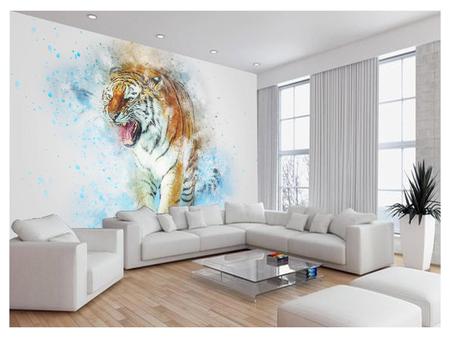 Papel De Parede 3D Animais Tigre Rosto Olhando 3,5M Anm558 - Você