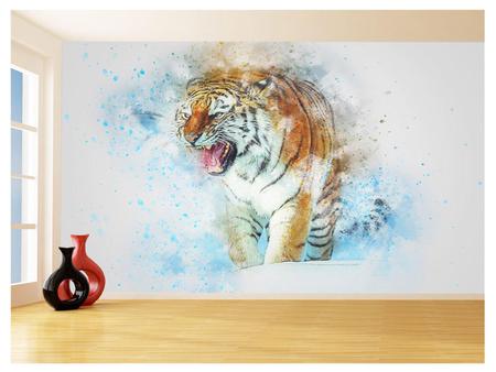 Papel De Parede 3D Animais Tigre Rosto Bravo 3,5M Anm556 - Você
